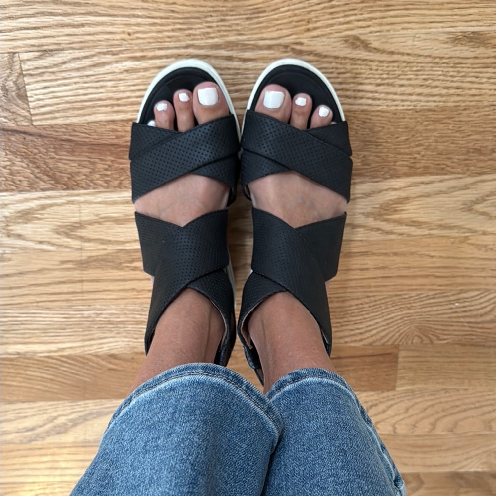 Dr. Scholl's Black Perforated Wedge Sandals
